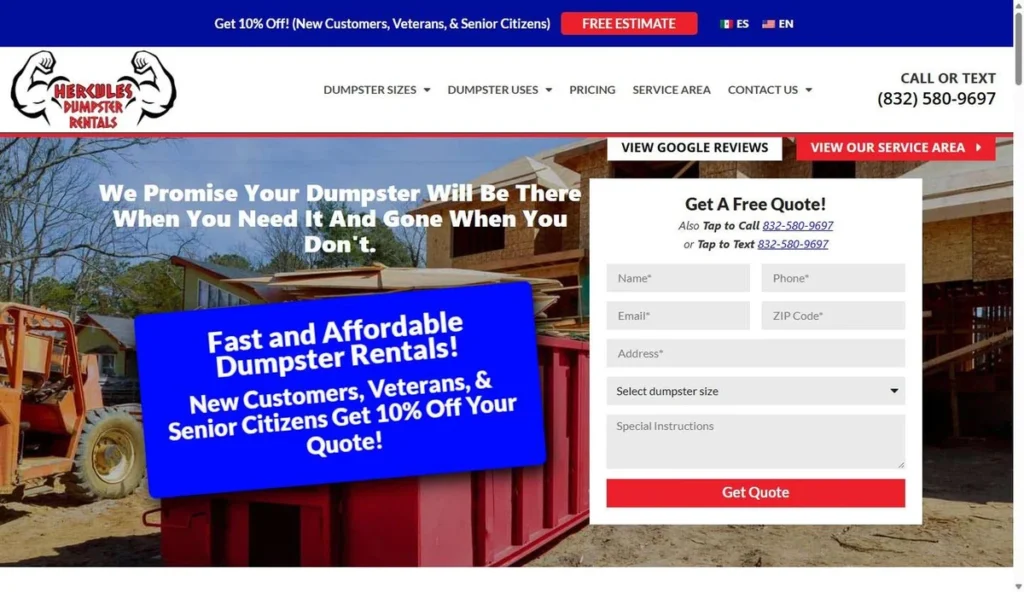 Website design for Hercules Waste
