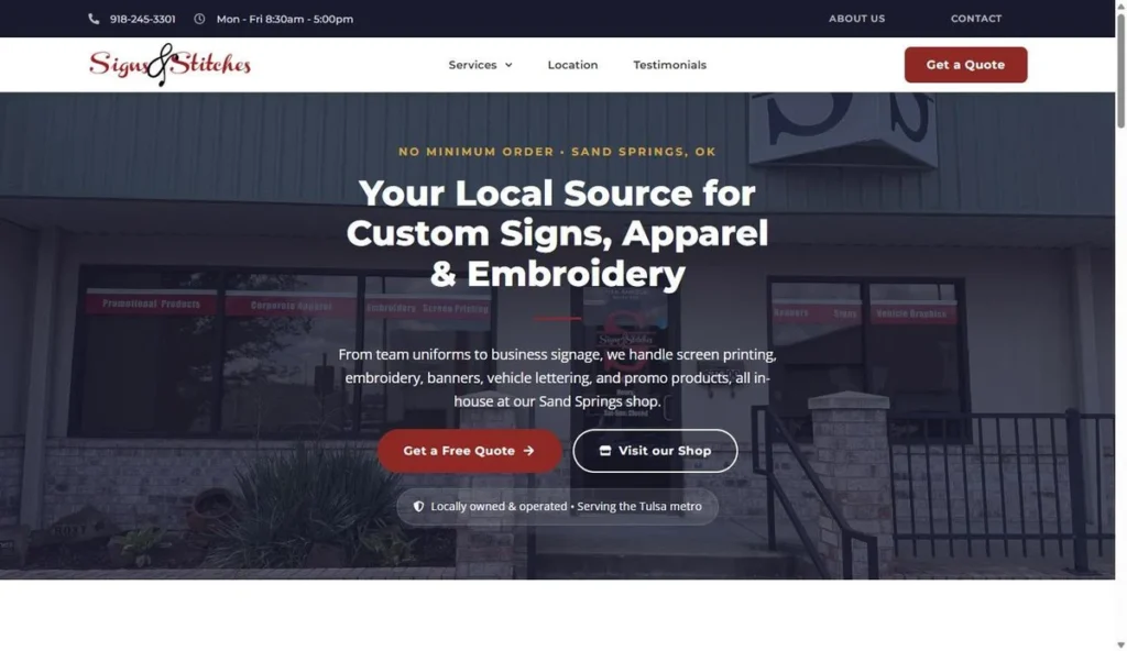Website design for Signs & Stitches