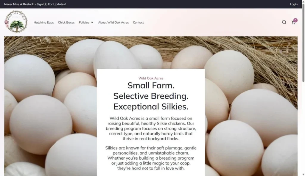 Website design for Wild Oak Acres