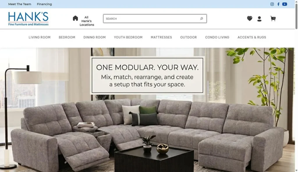 Website design for Hank’s Fine Furniture
